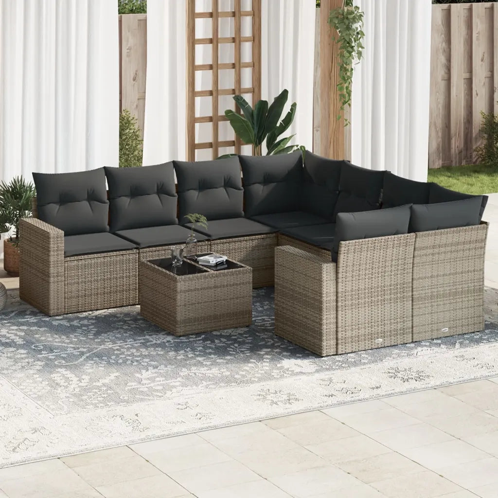 Set Divano da Giardino 9 pz con Cuscini Grigio in Polyrattancod mxl 91208