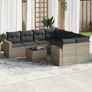 Set Divano da Giardino 9 pz con Cuscini Grigio in Polyrattancod mxl 91208