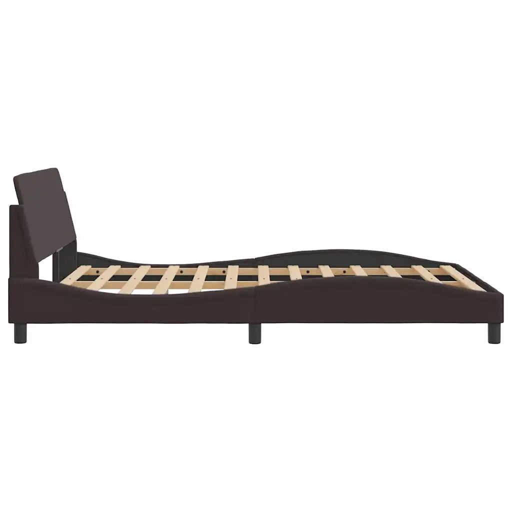 Letto matrimoniale | Letto per adulti | Giroletto Dover Marrone Scuro 140x200 cm Tessuto