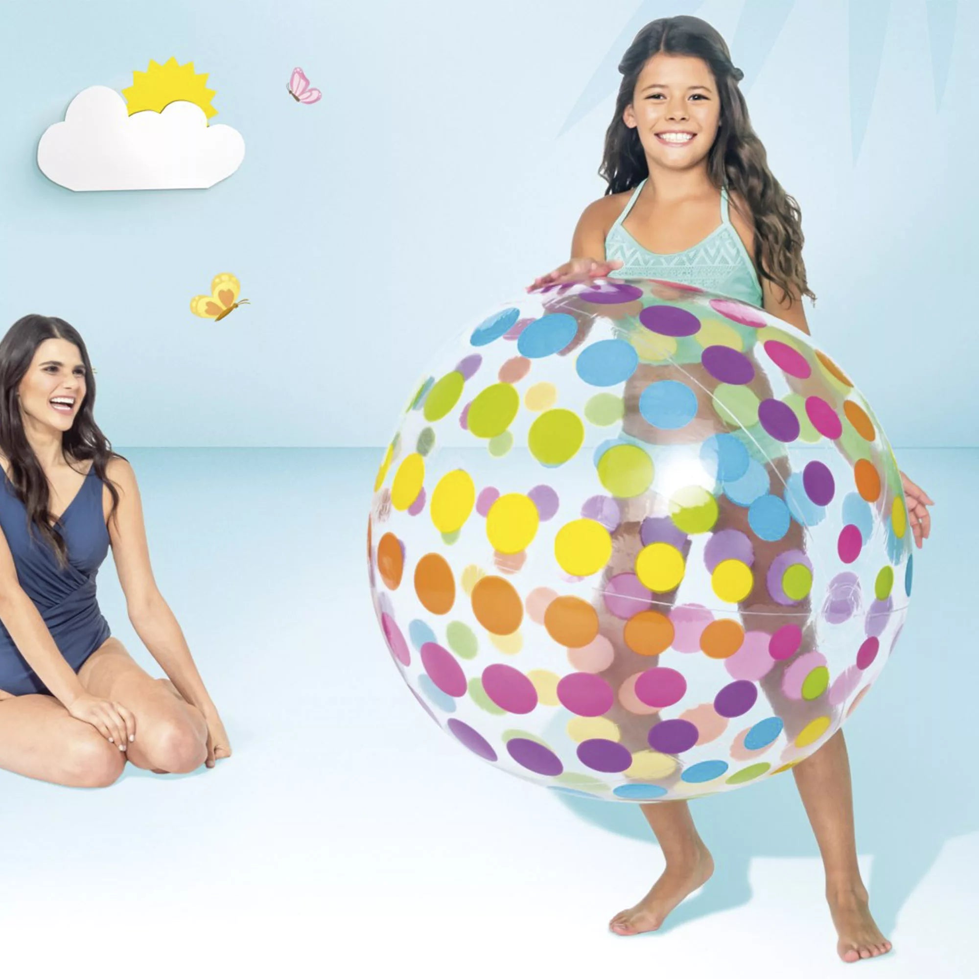 PALLONE GONFIABILE JUMBO MULTICOLORE +3 ANNI  ø cm.107  peso kg.0,49 (59065)    INTEX