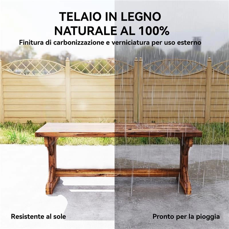 PANCA DA GIARDINO 2 POSTI IN LEGNO DI ABETE SENZA SCHIENALE IN STILE RUSTICO, 114LX40PX46A CM