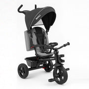 Triciclo Bambini 5in1 con Sedile Girevole 360°, Cappottina, Pedali e Maniglione Regolabile Nero