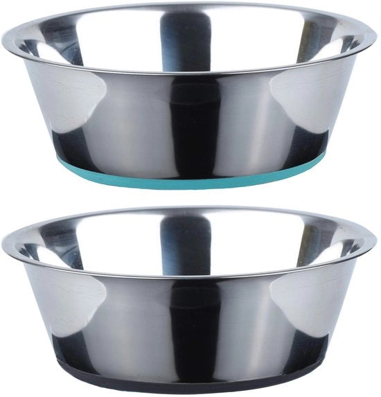 Hondenbak profondo in acciaio inossidabile con gomma antiscivolo, 2-pack, 1,44L, mangiatoia e boccale per cani grandi, medi e piccoli.