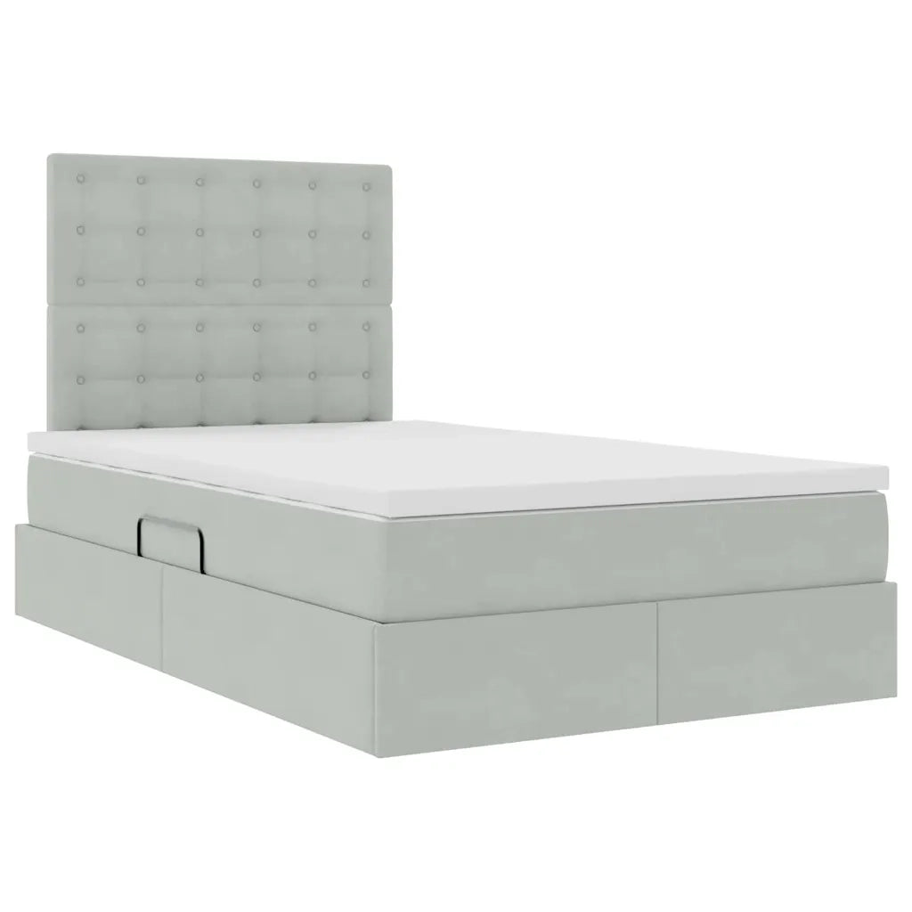 Letto con contenitore e materasso Grigio chiaro 120 x 190 cm