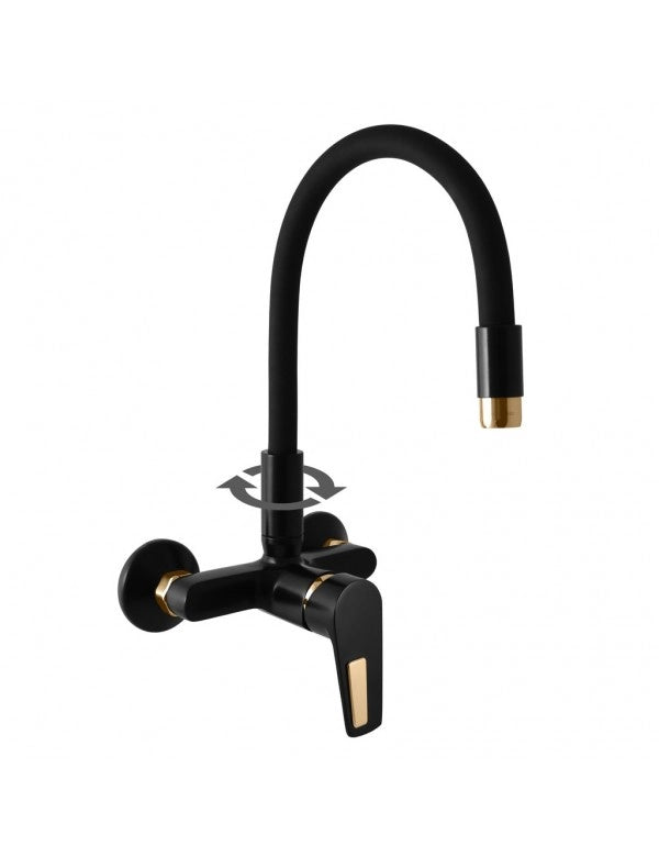 Miscelatore lavabo a parete COLORADO in memory foam ottone dorato H. 27,4 cm