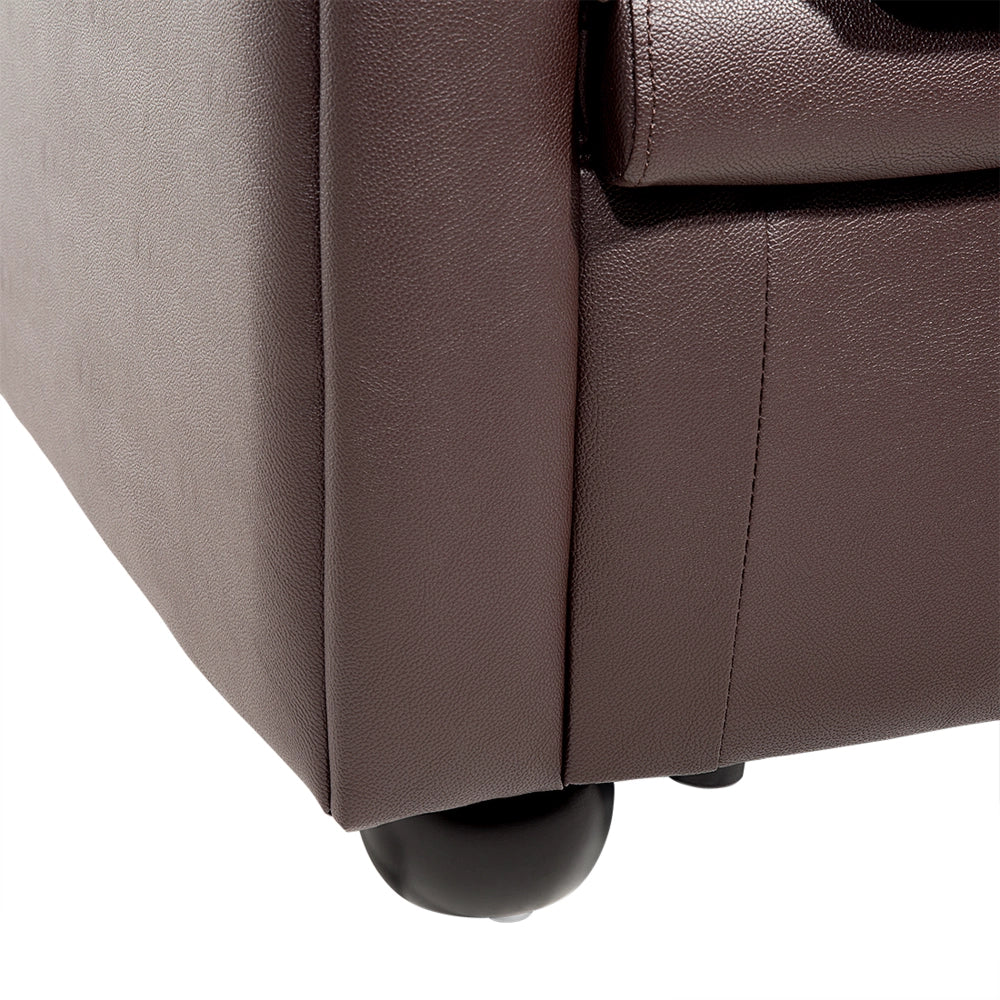 Divano Chesterfield dallo stile vintage a 3 posti in vera pelle marrone