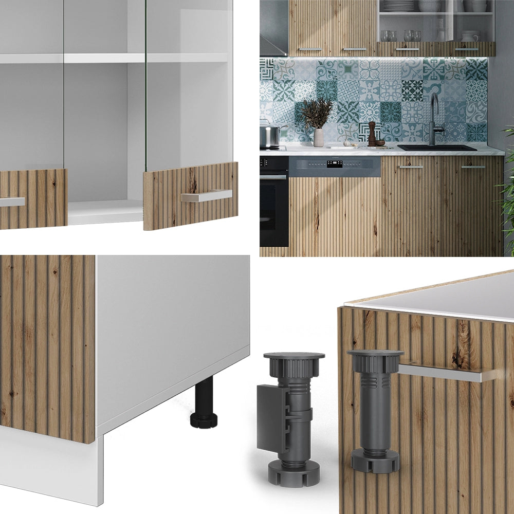 Cucina componibile R-Line Rovere artigianale/Bianco 300 cm, PL Rovere Vicco