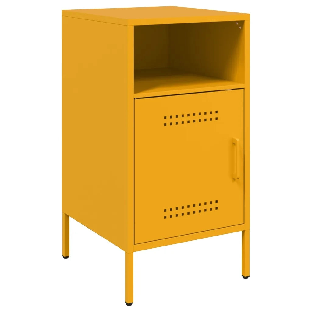 Comodini 2 pz-Set di 2 Tavolino da notte Giallo Senape 36x39x68 cm in Acciaio 741609