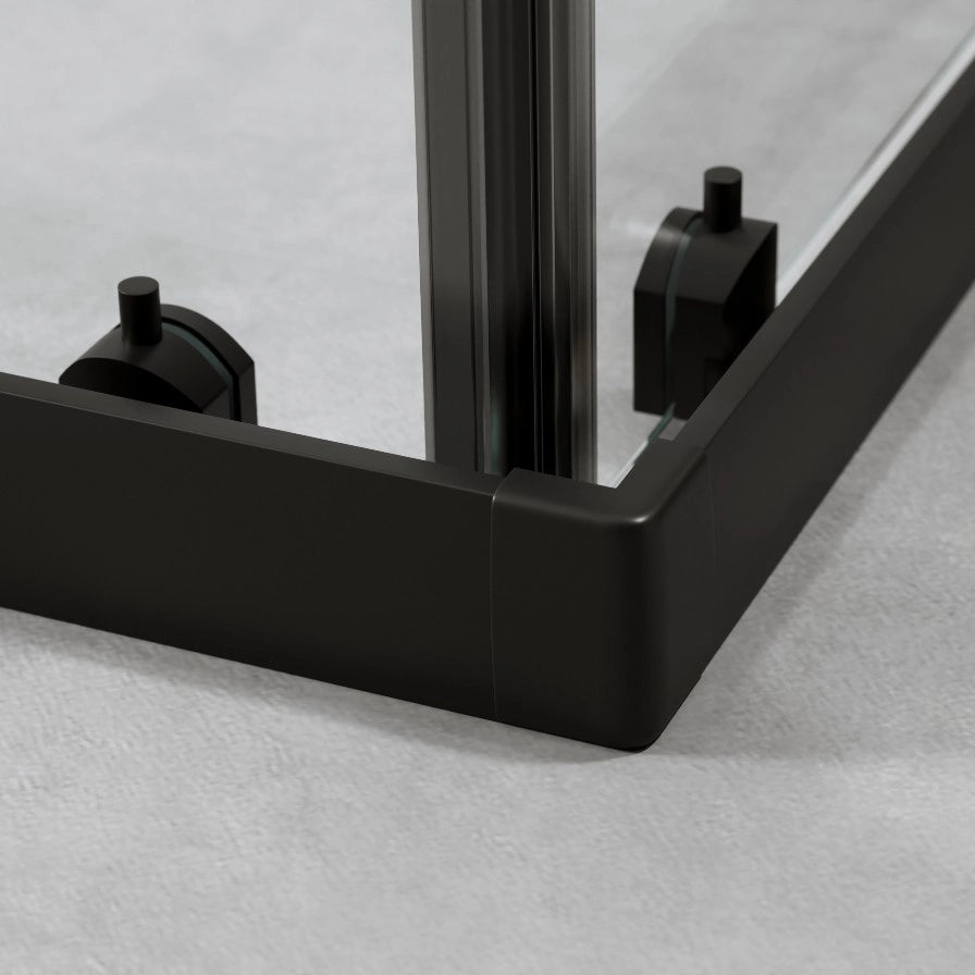 Box Doccia 3 Lati 80x80x80 Cm Scorrevole h190 Profili Nero Opaco Cristallo 6mm Trasparente| Neat