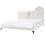 Letto matrimoniale imbottito in bouclè bianco 180 x 200 cm con rete a doghe stile moderno