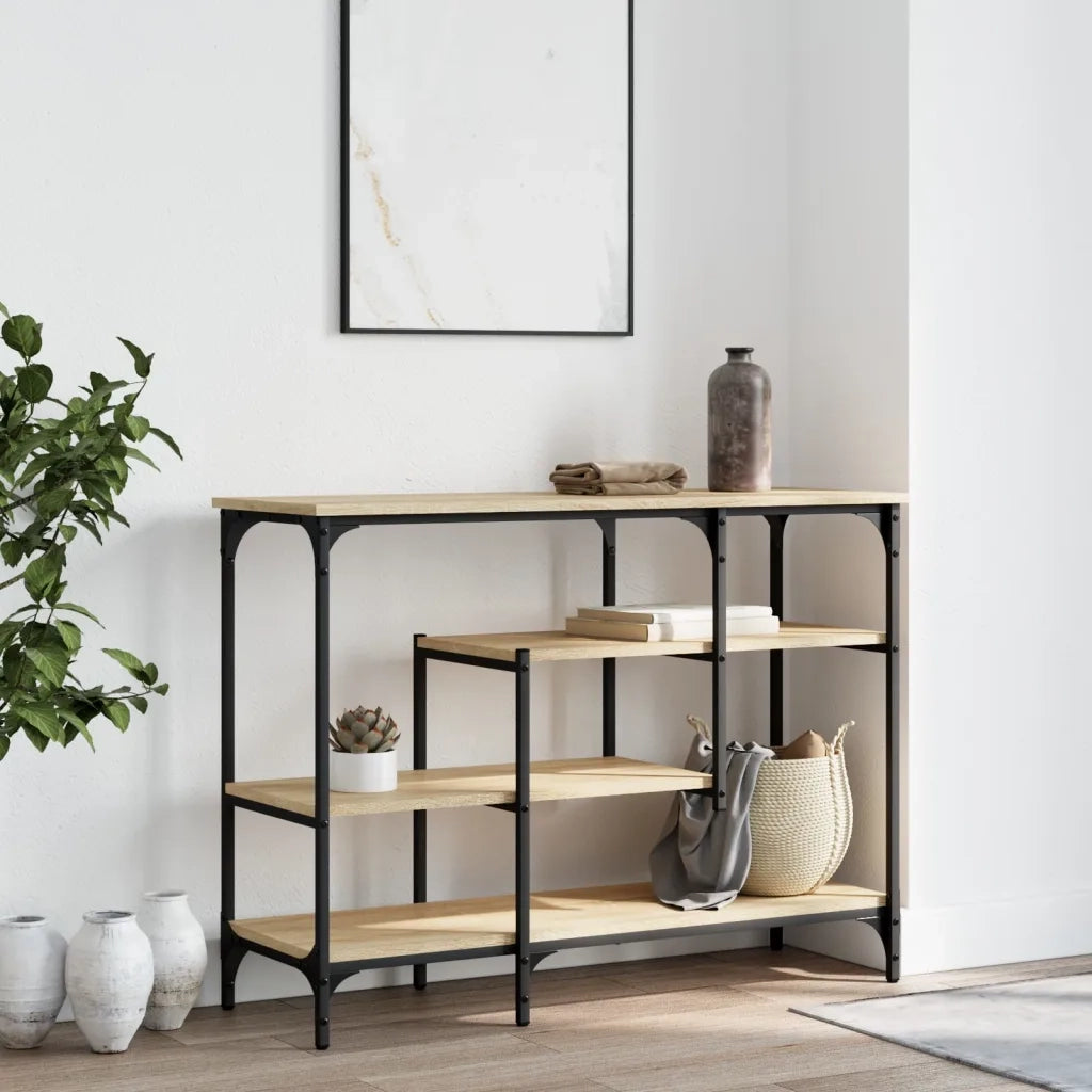 Tavolino Consolle con Ripiani-Tavolino da soggiorno Rovere Sonoma 100x35x75 cm