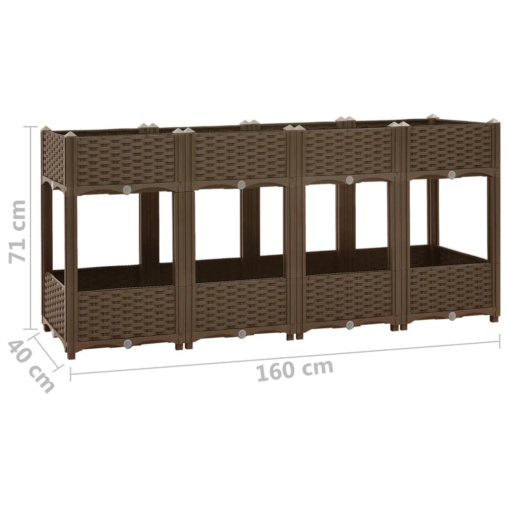 Fioriera rialzata per piante e fiori giardino 160 x 40 x 71 cm polipropilene marrone 02_0000922