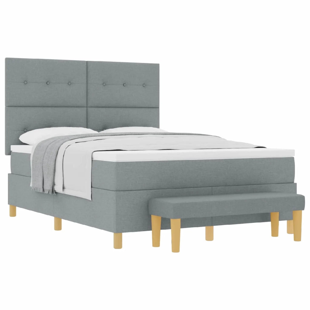 Letto a molle con materasso Grigio chiaro 140 x 200 cm Tessuto