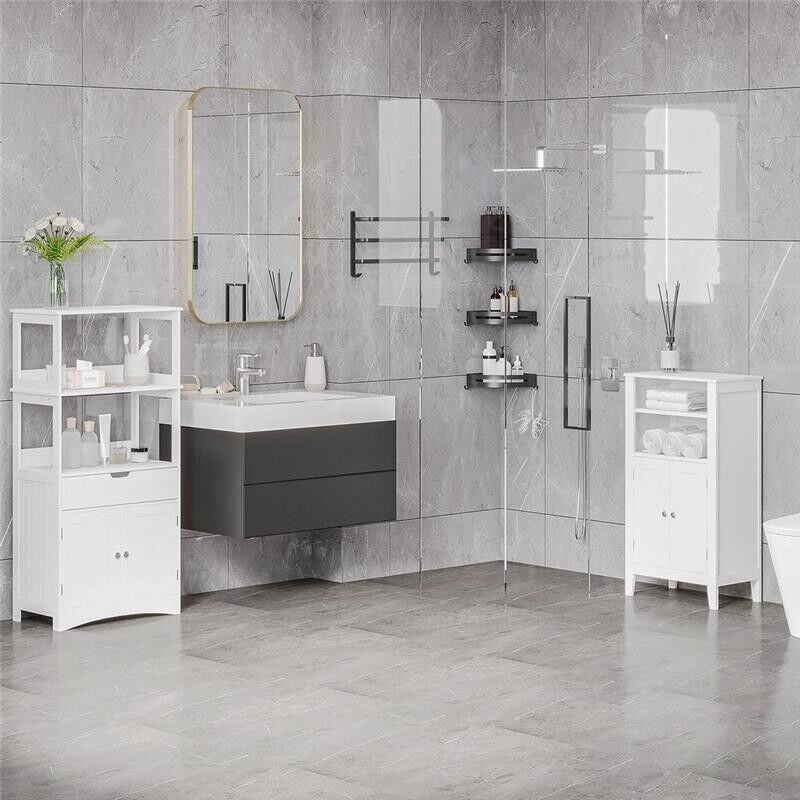 MOBILE BAGNO CON MENSOLE REGOLABILI E ARMADIETTO 2 ANTE 50X30X93CM BIANCO