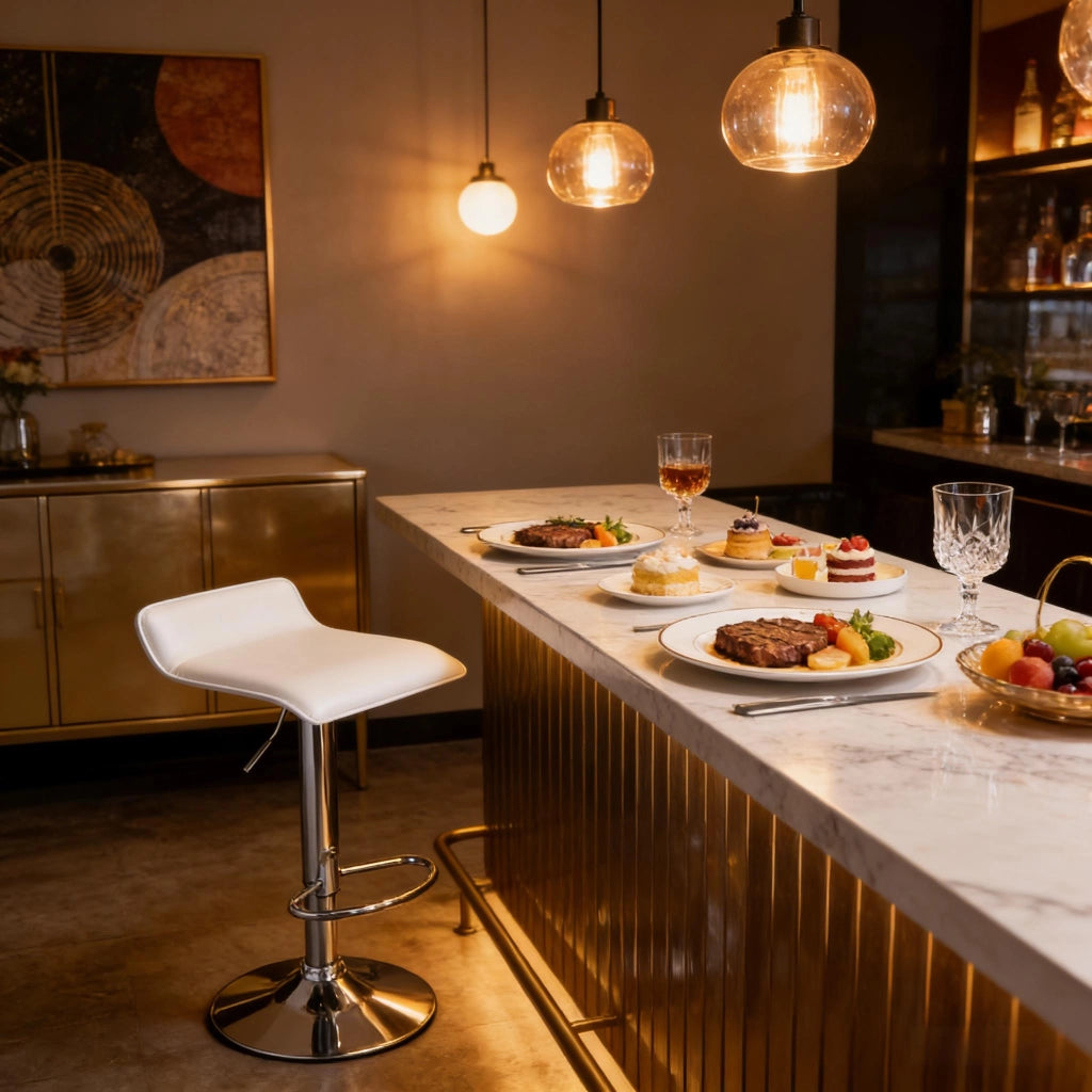 SGABELLO BAR Girevole e Regolabile in Altezza, Bianco, 62-84 cm