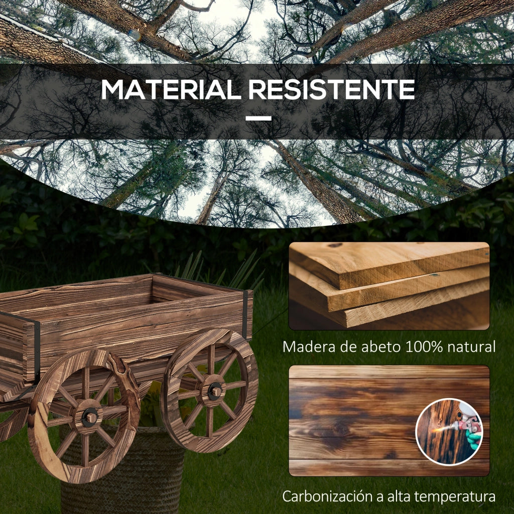 Carrello Giardino ¨C zephmum ¨C Legno Carbonizzato 120x41x54 cm