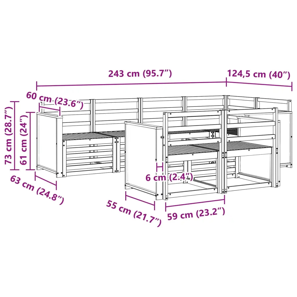 Set divano sezionale 6 pcs Naturale Legno di Acacia Massello 3384470