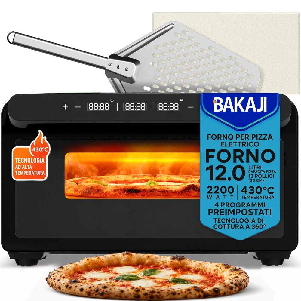 Pizza Maker Forno Elettrico Pizze 2200W Temperatura 150-430° Cottura Uniforme