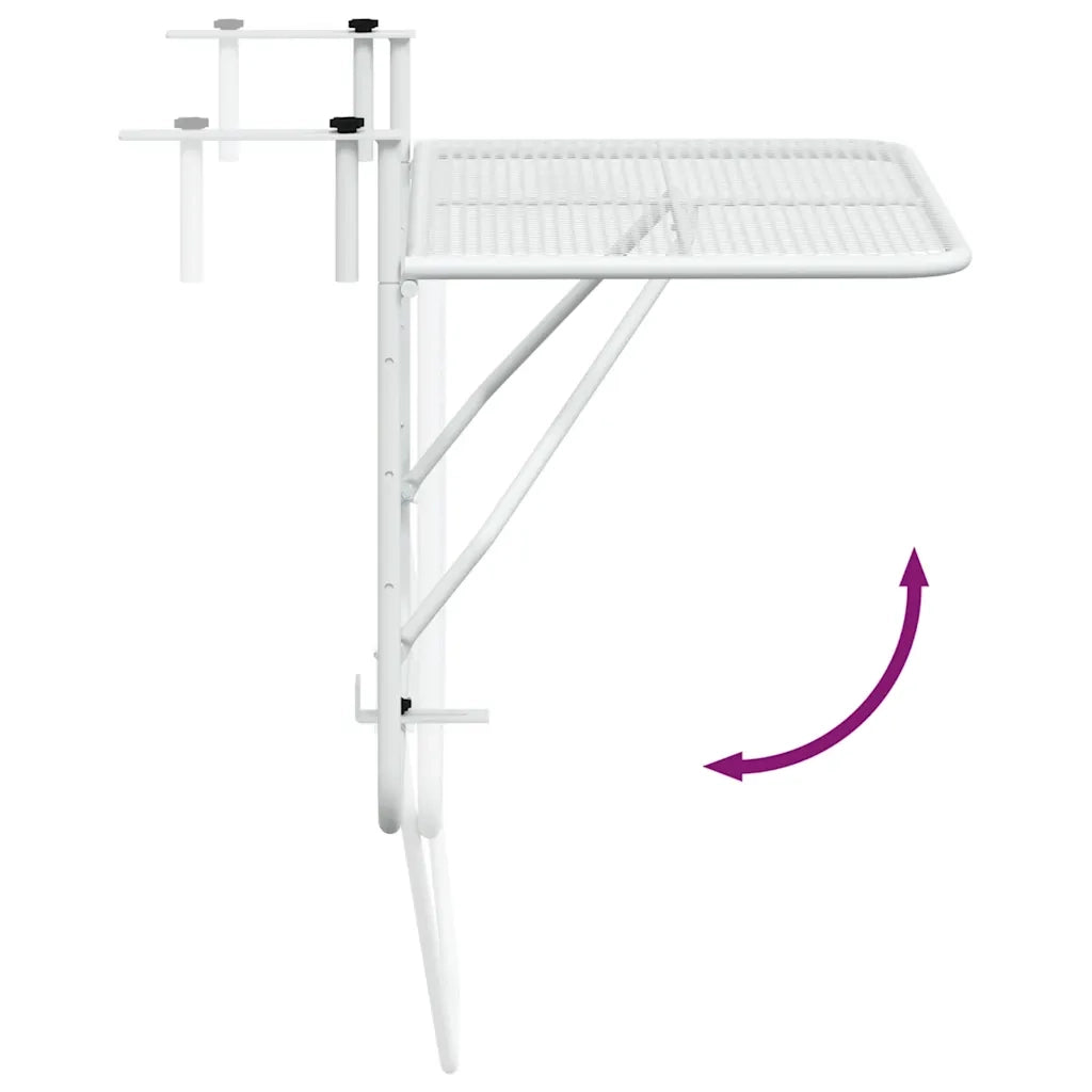 Tavolo da Balcone Bianco 60x40 cm in Acciaio 340916