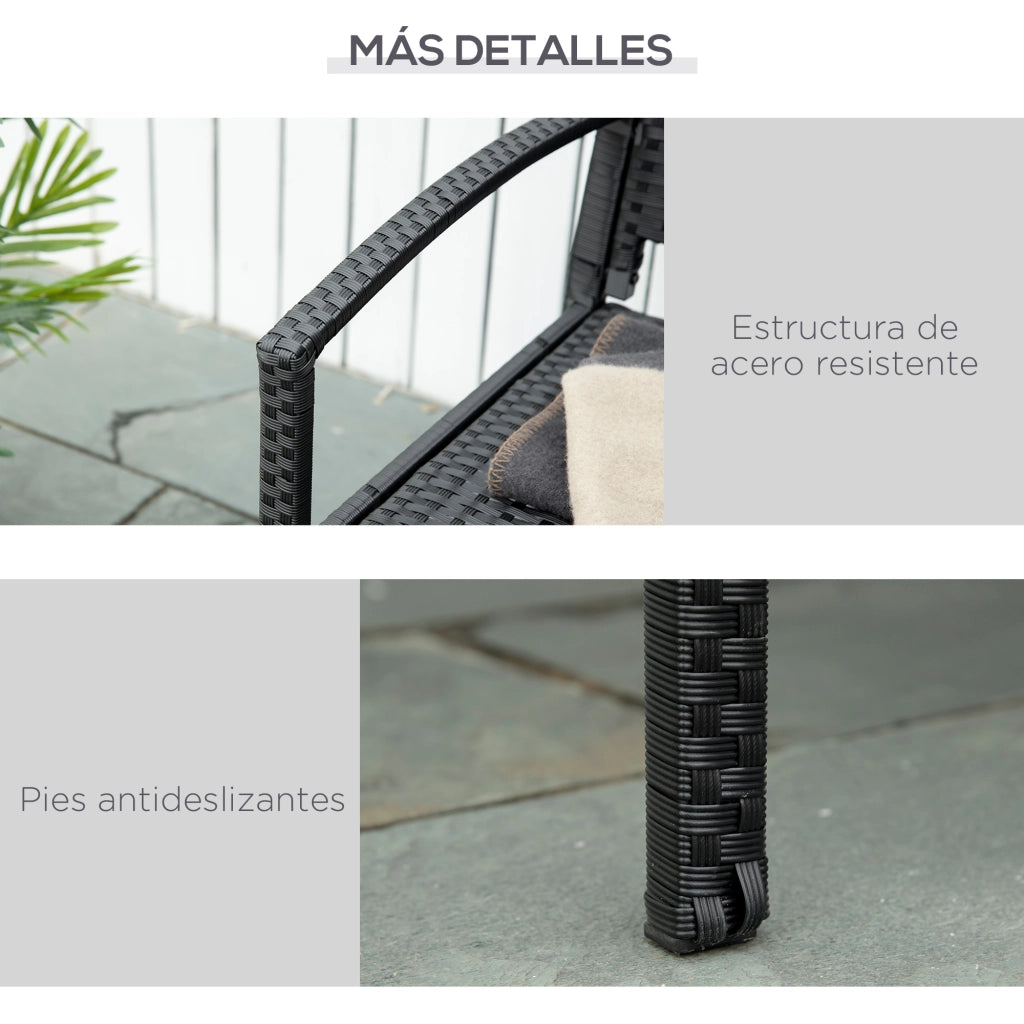 Panchina da Giardino 2 Posti ¨C zephmum ¨C Rettangolare in Polipropilene e Metallo 122x60x85 cm Nero