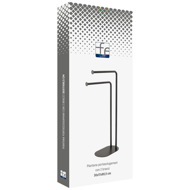 PIANTANA PORTASCIUGAMANI CON DUE BRACCI BASE OVALE- Nera- FERID- pezzi 1