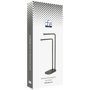 PIANTANA PORTASCIUGAMANI CON DUE BRACCI BASE OVALE- Nera- FERID- pezzi 1