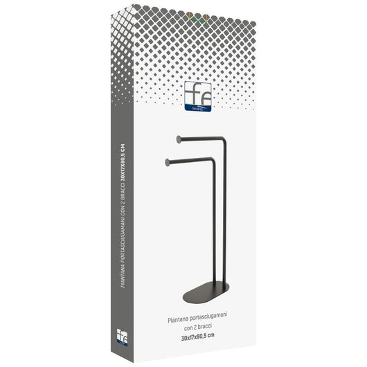 PIANTANA PORTASCIUGAMANI CON DUE BRACCI BASE OVALE- Nera- FERID- pezzi 1