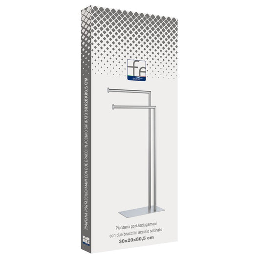PIANTANA PORTASCIUGAMANI CON DUE BRACCI BASE RETTANGOLARE- Acciaio Satinato- FERID- pezzi 1