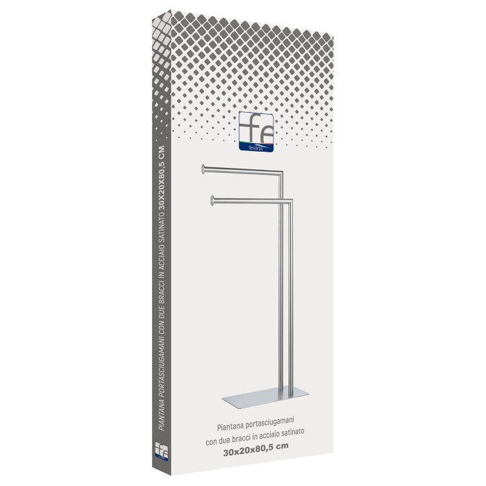 PIANTANA PORTASCIUGAMANI CON DUE BRACCI BASE RETTANGOLARE- Acciaio Satinato- FERID- pezzi 1