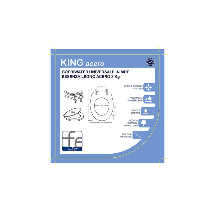 SEDILE WC UNIVERSALE IN LEGNO ACERO- Acero- FERID- pezzi 1