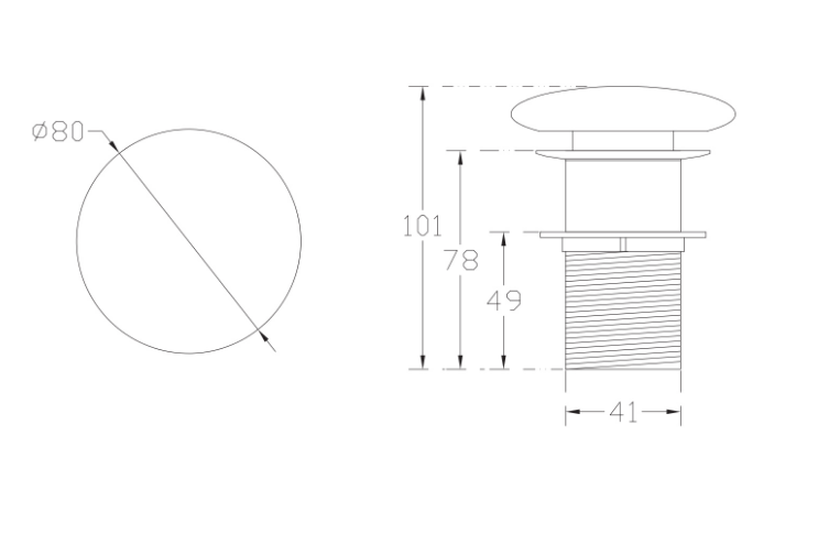 PILETTA CLICK-CLACK INFINITY SENZA TROPPOPIENO- Antracite opaco- NYMO- pezzi 1