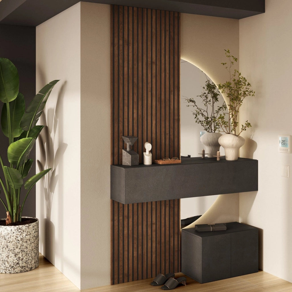Liscate, Mobile da Ingresso 2 Paia Made in Italy, 138x35x241h cm Marrone Scuro
