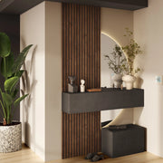 Liscate, Mobile da Ingresso 2 Paia Made in Italy, 138x35x241h cm Marrone Scuro