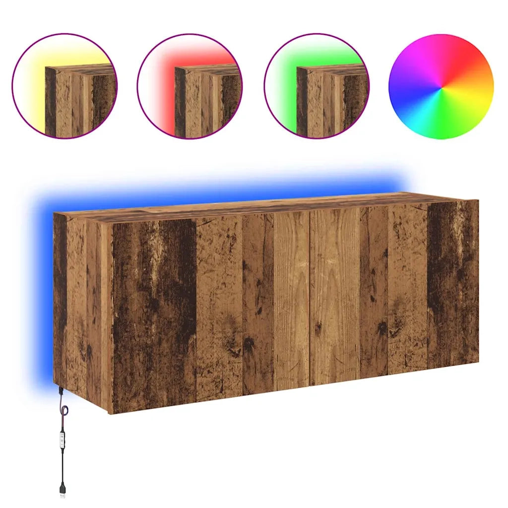Mobile TV da parete con LED Legno vecchio 100 x 35 x 41 cm