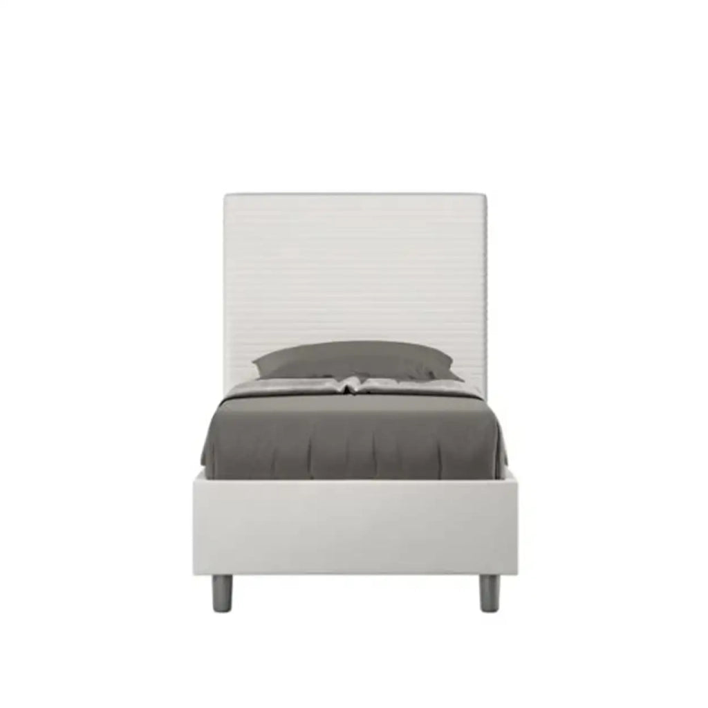Letto singolo senza rete imbottito 80x210 similpelle bianco Focus