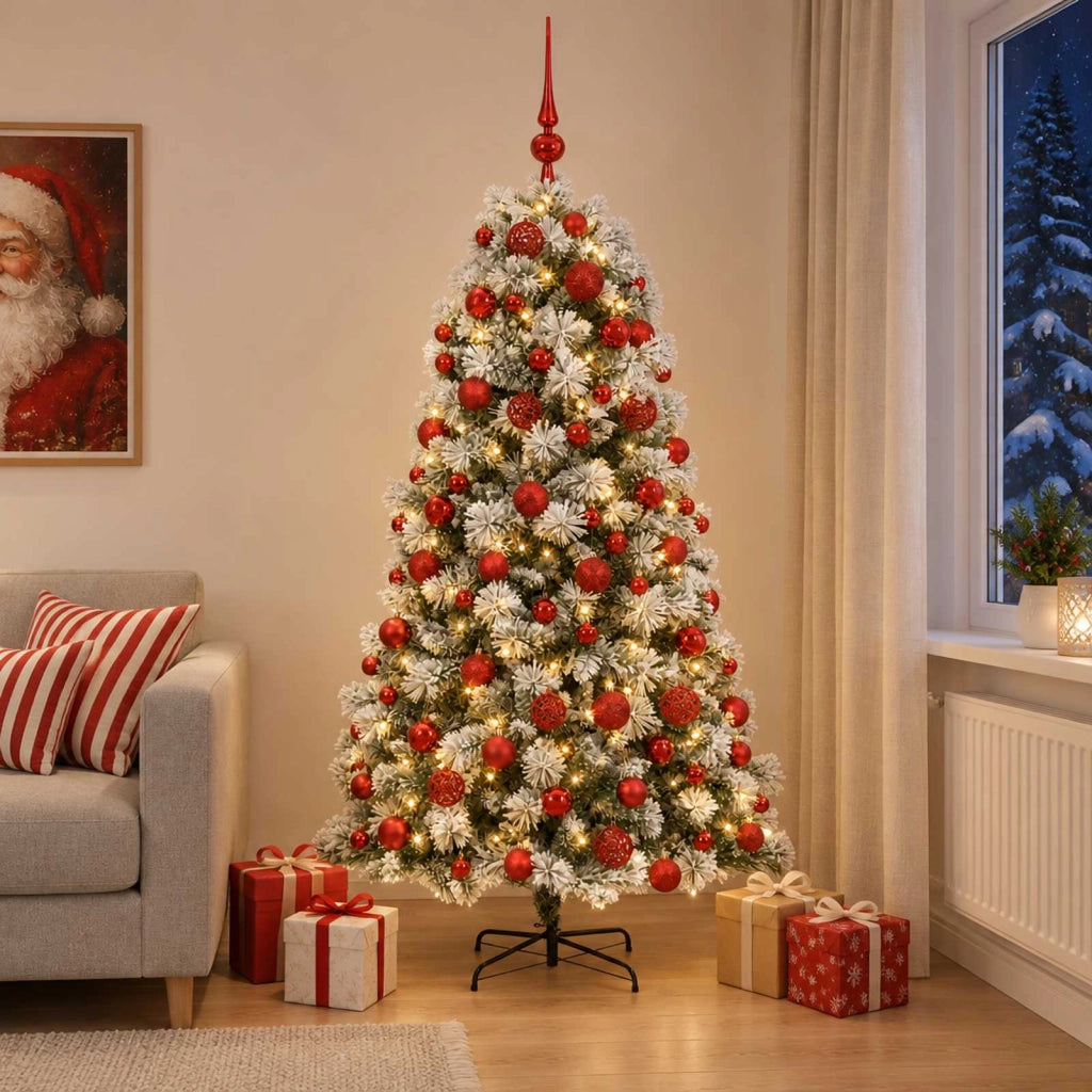 Albero di Natale artificiale con rami snodati e palline 180 cm 3466902