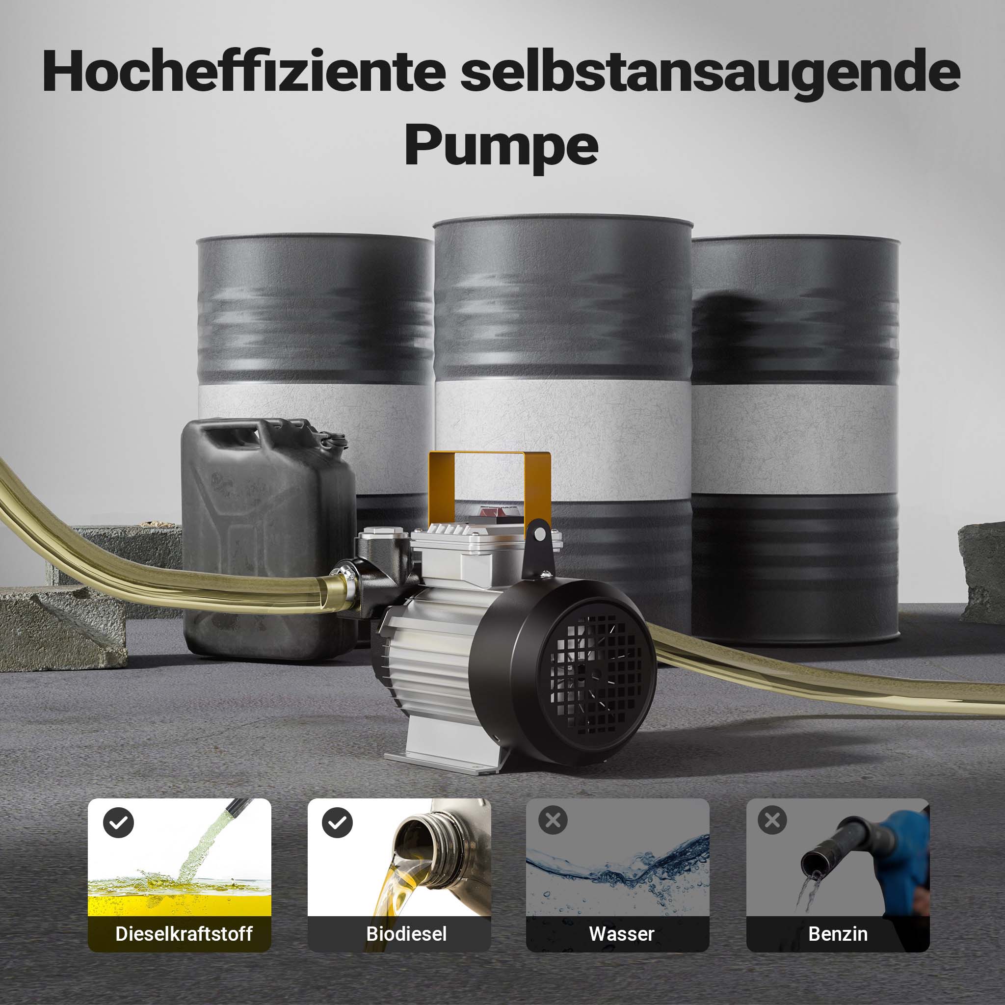 WilTec pompa autoadescante per trasferimento diesel gasolio 20 – 60 l/min 230 V 550 W