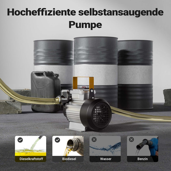 WilTec pompa autoadescante per trasferimento diesel gasolio 20 – 60 l/min 230 V 550 W