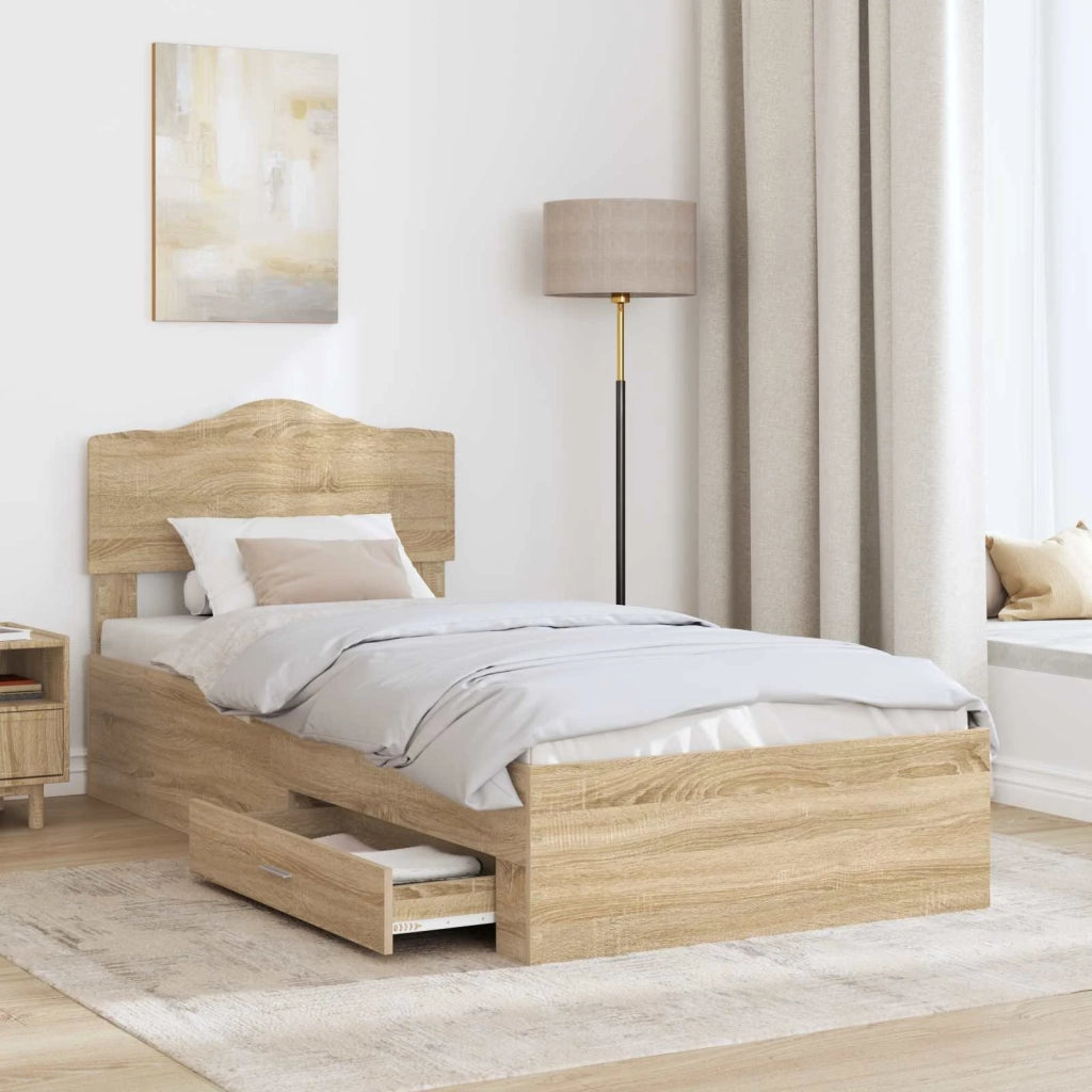 Struttura del letto Rovere Sonoma 90 x 190 cm Legno multistrato 3413249
