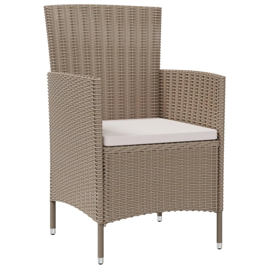 Sedie da Giardino con Cuscini 4 pz | Sedie da Esterno in Polyrattan Beige