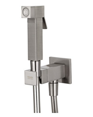 SET MISCELATORE CON DOCCETTA SHUT-OFF QUADRO- Nichel Spazzolato- Remer- pezzi 1