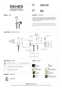 SET MISCELATORE CON DOCCETTA SHUT-OFF QUADRO- Nichel Spazzolato- Remer- pezzi 1