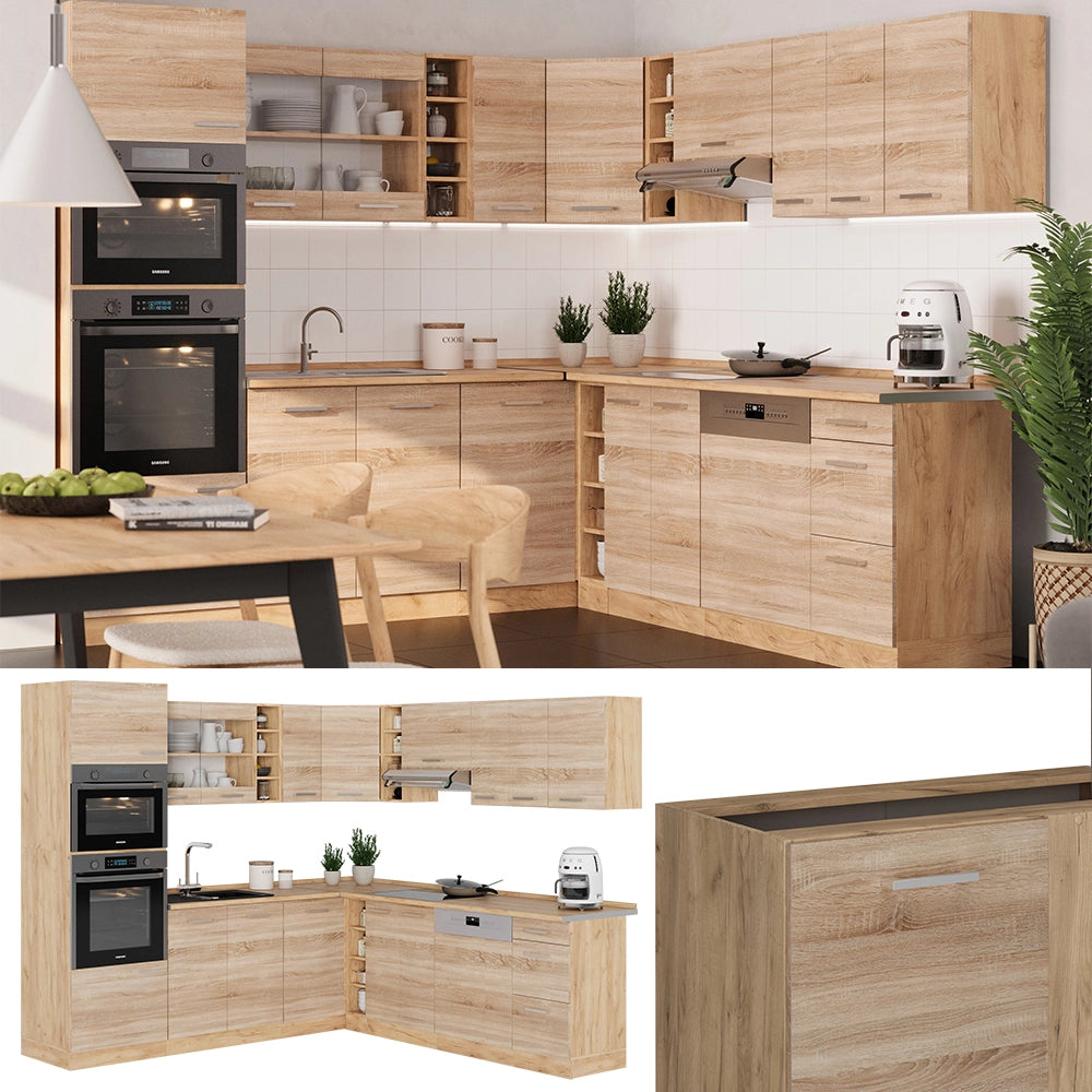 Cucina angolare completa R-Line Sonoma/Rovere dorato 247 x 237 cm, PL Rovere Vicco
