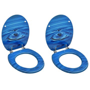 Set di due sedili per WC con coperchio a chiusura ammortizzata MDF blu con motivo a goccia d'acqua 02_0002974