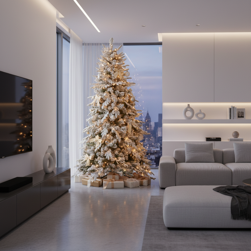 Albero di natale artificiale innevato alaska elegante e resistente *** misura h 210, confezione 1