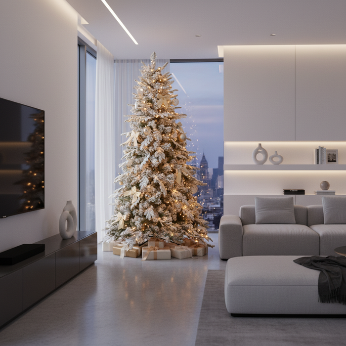 Albero di natale artificiale innevato alaska elegante e resistente *** misura h 210, confezione 1