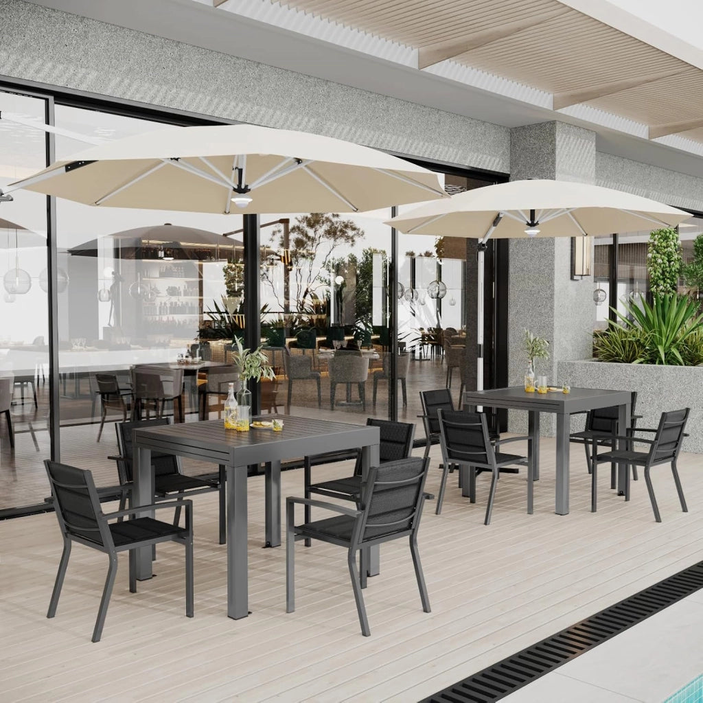 Set Di 4 Sedie Da Giardino, Sedie Da Esterno In Alluminio Per Esterni, Sedie Impilabili Poltrone Da Giardino, Per Giardino, Piscina, Terrazza, Sala Da Pranzo, Grigio Scuro