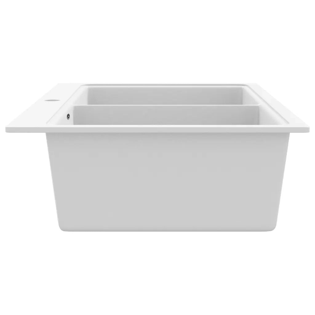Lavandino Cucina-Lavabo-Lavello granito bianco lavello doppio montaggio sopra