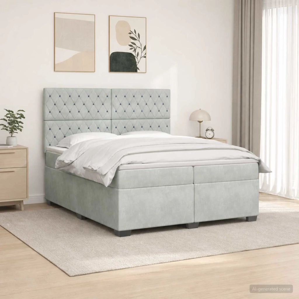 Letto box spring con materasso Grigio Chiaro 200 x 200 cm 3455168