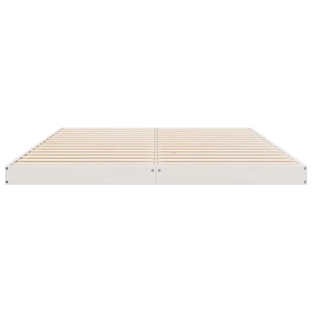 Struttura letto a terra Bianco 160 x 210 cm Pino massello 869741